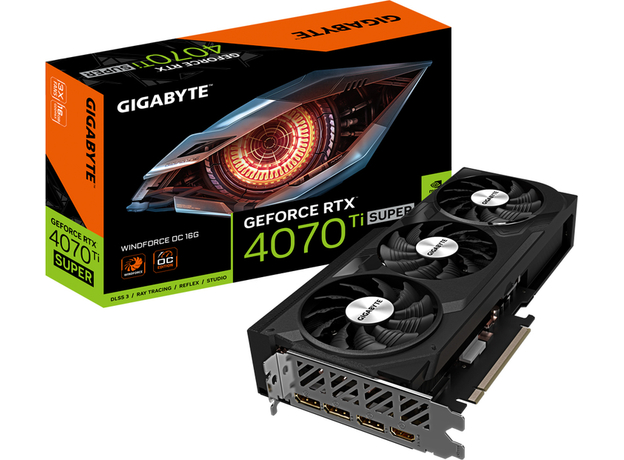 Відеокарта Gigabyte PCI-Ex GeForce RTX 4070 Ti Super Windforce OC 16G 16GB GDDR6X (256bit) (2625/21000) (HDMI, 3 x DisplayPort) (GV-N407TSWF3OC-16GD) - зображення 8 Відеокарта Gigabyte PCI-Ex GeForce RTX 4070 Ti Super Windforce OC 16G 16GB GDDR6X (256bit) (2625/21000) (HDMI, 3 x DisplayPort) (GV-N407TSWF3OC-16GD) - зображення 8