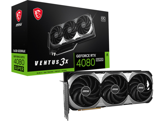 Видеокарта MSI PCI-Ex GeForce RTX 4080 Super 16G Ventus 3X OC 16GB GDDR6X (256bit) (2595/23000) (2 x HDMI, 2 x DisplayPort) (RTX 4080 SUPER 16G VENTUS 3X OC) - изображение 7 Видеокарта MSI PCI-Ex GeForce RTX 4080 Super 16G Ventus 3X OC 16GB GDDR6X (256bit) (2595/23000) (2 x HDMI, 2 x DisplayPort) (RTX 4080 SUPER 16G VENTUS 3X OC) - изображение 7