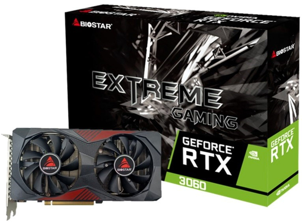 Видеокарта Biostar PCI-Ex GeForce RTX 3060 Extreme Gaming 12GB GDDR6 (192bit) (1777/15000) (HDMI, 3 x DisplayPort) (VN3606RML9)  Видеокарта Biostar PCI-Ex GeForce RTX 3060 Extreme Gaming 12GB GDDR6 (192bit) (1777/15000) (HDMI, 3 x DisplayPort) (VN3606RML9)