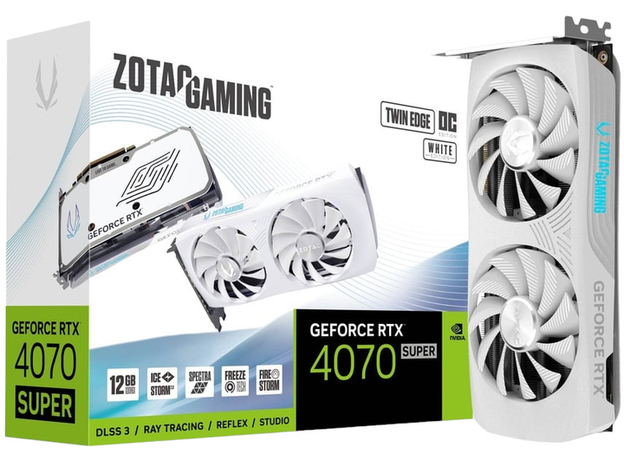 Видеокарта Zotac PCI-Ex GeForce RTX 4070 SUPER TWIN EDGE OC WHITE Edition 12GB GDDR6X (192bit) (2490/21000) (1 x HDMI, 3 x DisplayPort) (ZT-D40720Q-10M) - изображение 8