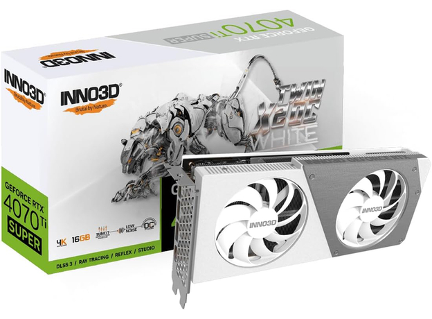 Видеокарта INNO3D PCI-Ex GeForce RTX 4070 Ti Super Twin X2 OC White 16GB GDDR6X (256bit) (2610/21000) (HDMI, 3 x DisplayPort) (N407TS2-166XX-186156W) - изображение 5 Видеокарта INNO3D PCI-Ex GeForce RTX 4070 Ti Super Twin X2 OC White 16GB GDDR6X (256bit) (2610/21000) (HDMI, 3 x DisplayPort) (N407TS2-166XX-186156W) - изображение 5