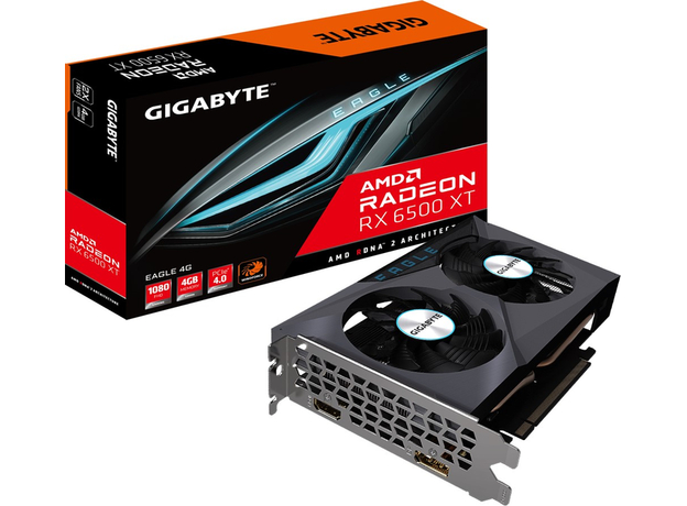 Видеокарта Gigabyte PCI-Ex Radeon RX 6500 XT EAGLE 4G 4 GB GDDR6 (64 bit) (18000) (1 x HDMI, 1 x DisplayPort) (GV-R65XTEAGLE-4GD) - изображение 7 Видеокарта Gigabyte PCI-Ex Radeon RX 6500 XT EAGLE 4G 4 GB GDDR6 (64 bit) (18000) (1 x HDMI, 1 x DisplayPort) (GV-R65XTEAGLE-4GD) - изображение 7