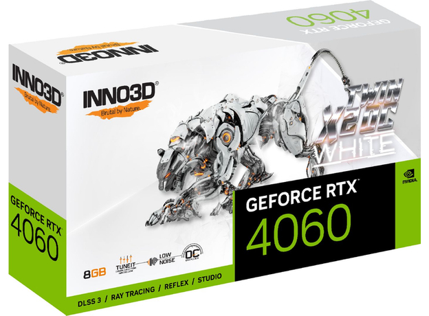 Видеокарта INNO3D PCI-Ex GeForce RTX 4060 Twin X2 OC White 8GB GDDR6 (128bit) (2490/17000) (HDMI, 3 x DisplayPort) (N40602-08D6X-173051W) - изображение 2 Видеокарта INNO3D PCI-Ex GeForce RTX 4060 Twin X2 OC White 8GB GDDR6 (128bit) (2490/17000) (HDMI, 3 x DisplayPort) (N40602-08D6X-173051W) - изображение 2
