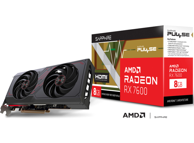 Sapphire PCI-Ex Radeon RX 7600 Pulse OC Edition 8GB GDDR6 (128bit) (2755/18000) (HDMI, 3 x DisplayPort) (11324-01-20G) - изображение 8 Sapphire PCI-Ex Radeon RX 7600 Pulse OC Edition 8GB GDDR6 (128bit) (2755/18000) (HDMI, 3 x DisplayPort) (11324-01-20G) - изображение 8
