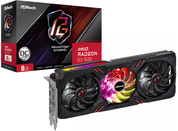 ASRock PCI-Ex Radeon RX 7600 Phantom Gaming OC 8GB GDDR6 (128bit) (2755/18000) (1 x HDMI, 3 x DisplayPort) (RX7600 PG 8GO) - изображение 6 ASRock PCI-Ex Radeon RX 7600 Phantom Gaming OC 8GB GDDR6 (128bit) (2755/18000) (1 x HDMI, 3 x DisplayPort) (RX7600 PG 8GO) - изображение 6