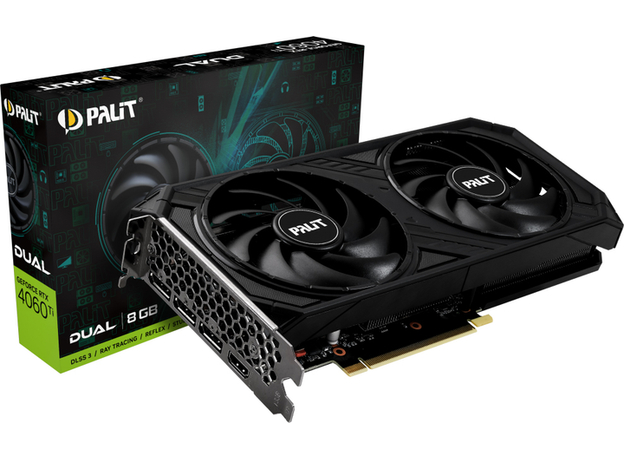 Видеокарта Palit PCI-Ex GeForce RTX 4060 Ti Dual 8GB GDDR6 (128bit) (2535/18000) (HDMI, 3 x DisplayPort) (NE6406T019P1-1060D) - изображение 9 Видеокарта Palit PCI-Ex GeForce RTX 4060 Ti Dual 8GB GDDR6 (128bit) (2535/18000) (HDMI, 3 x DisplayPort) (NE6406T019P1-1060D) - изображение 9