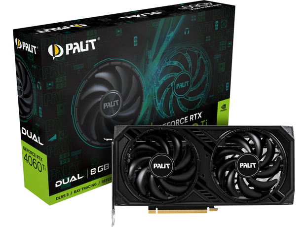 Видеокарта Palit PCI-Ex GeForce RTX 4060 Ti Dual 8GB GDDR6 (128bit) (2535/18000) (HDMI, 3 x DisplayPort) (NE6406T019P1-1060D) - изображение 10 Видеокарта Palit PCI-Ex GeForce RTX 4060 Ti Dual 8GB GDDR6 (128bit) (2535/18000) (HDMI, 3 x DisplayPort) (NE6406T019P1-1060D) - изображение 10