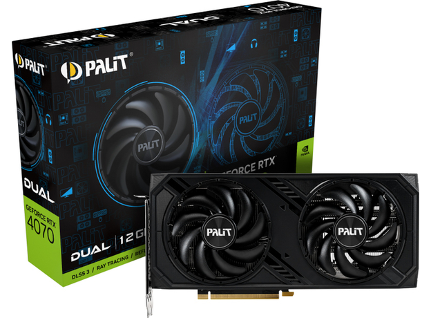 Видеокарта Palit PCI-Ex GeForce RTX 4070 Dual 12GB GDDR6X (192bit) (2475/21000) (HDMI, 3 x DisplayPort) (NED4070019K9-1047D) - изображение 10 Видеокарта Palit PCI-Ex GeForce RTX 4070 Dual 12GB GDDR6X (192bit) (2475/21000) (HDMI, 3 x DisplayPort) (NED4070019K9-1047D) - изображение 10