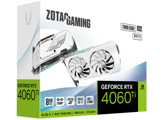 Видеокарта Zotac PCI-Ex GeForce RTX 4060 Ti Twin Edge OC White Edition 8GB GDDR6 (128bit) (2565/18000) (HDMI, 3 x DisplayPort) (ZT-D40610Q-10M) - изображение 8 Видеокарта Zotac PCI-Ex GeForce RTX 4060 Ti Twin Edge OC White Edition 8GB GDDR6 (128bit) (2565/18000) (HDMI, 3 x DisplayPort) (ZT-D40610Q-10M) - изображение 8