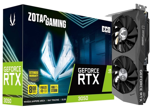 Видеокарта Zotac PCI-Ex GeForce RTX 3050 GAMING ECO 8GB GDDR6 (128bit) (1777/14000) (1 x HDMI, 3 x DisplayPort) (ZT-A30500K-10M) - изображение 7 Видеокарта Zotac PCI-Ex GeForce RTX 3050 GAMING ECO 8GB GDDR6 (128bit) (1777/14000) (1 x HDMI, 3 x DisplayPort) (ZT-A30500K-10M) - изображение 7