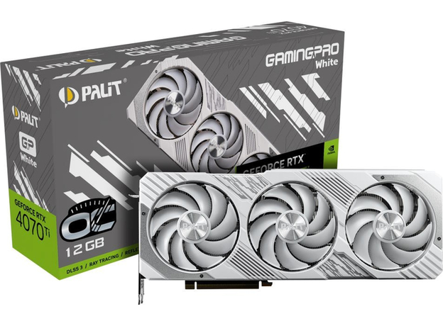 Видеокарта Palit PCI-Ex GeForce RTX 4070 Ti GamingPro White OC 12GB GDDR6X (192bit) (2670/21000) (1 x HDMI, 3 x DisplayPort) (NED407TV19K9-1043W) - изображение 9 Видеокарта Palit PCI-Ex GeForce RTX 4070 Ti GamingPro White OC 12GB GDDR6X (192bit) (2670/21000) (1 x HDMI, 3 x DisplayPort) (NED407TV19K9-1043W) - изображение 9