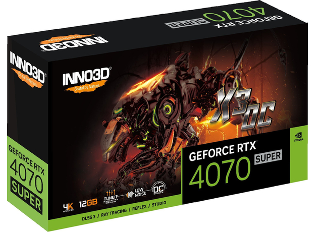 Видеокарта INNO3D PCI-Ex GeForce RTX 4070 Super X3 OC 12GB GDDR6X (192bit) (2505/21000) (HDMI, 3 x DisplayPort) (N407S3-126XX-186162L) - изображение 2