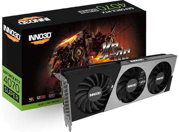 Видеокарта INNO3D PCI-Ex GeForce RTX 4070 Super X3 OC 12GB GDDR6X (192bit) (2505/21000) (HDMI, 3 x DisplayPort) (N407S3-126XX-186162L) - изображение 3