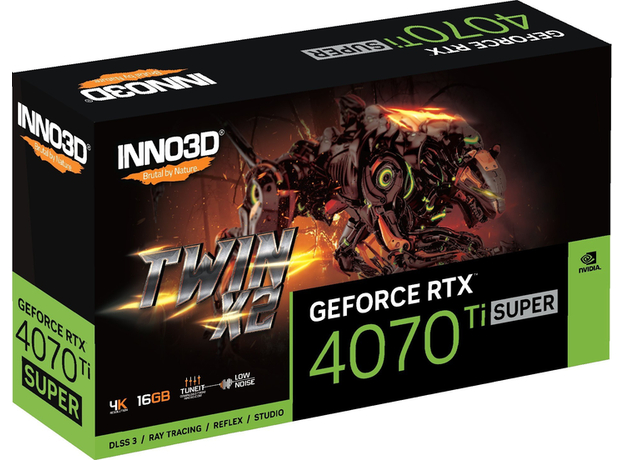 Відеокарта INNO3D PCI-Ex GeForce RTX 4070 Ti Super Twin X2 16GB GDDR6X (256bit) (2610/21000) (HDMI, 3 x DisplayPort) (N407TS2-166X-186156N) - зображення 2 Відеокарта INNO3D PCI-Ex GeForce RTX 4070 Ti Super Twin X2 16GB GDDR6X (256bit) (2610/21000) (HDMI, 3 x DisplayPort) (N407TS2-166X-186156N) - зображення 2