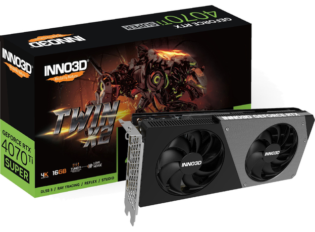 Відеокарта INNO3D PCI-Ex GeForce RTX 4070 Ti Super Twin X2 16GB GDDR6X (256bit) (2610/21000) (HDMI, 3 x DisplayPort) (N407TS2-166X-186156N) - зображення 3 Відеокарта INNO3D PCI-Ex GeForce RTX 4070 Ti Super Twin X2 16GB GDDR6X (256bit) (2610/21000) (HDMI, 3 x DisplayPort) (N407TS2-166X-186156N) - зображення 3