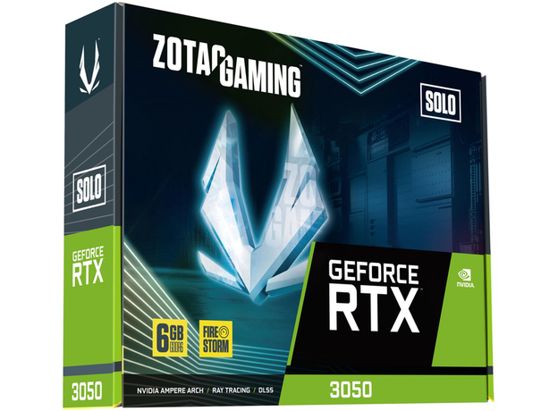 Відеокарта ZOTAC PCI-Ex GeForce RTX 3050 Solo 6GB GDDR6 (96bit) (1470/14000) (1 x HDMI, 3 x DisplayPort) (ZT-A30510G-10L) - зображення 6 Відеокарта ZOTAC PCI-Ex GeForce RTX 3050 Solo 6GB GDDR6 (96bit) (1470/14000) (1 x HDMI, 3 x DisplayPort) (ZT-A30510G-10L) - зображення 6