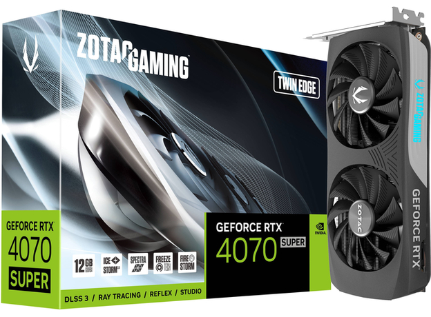 Відеокарта Zotac PCI-Ex GeForce RTX 4070 Super Twin Edge 12GB GDDR6X (192bit) (2475/21000) (HDMI, 3 x DisplayPort) (ZT-D40720E-10M) - зображення 8 Відеокарта Zotac PCI-Ex GeForce RTX 4070 Super Twin Edge 12GB GDDR6X (192bit) (2475/21000) (HDMI, 3 x DisplayPort) (ZT-D40720E-10M) - зображення 8