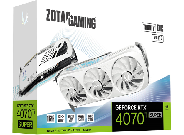 Видеокарта Zotac PCI-Ex GeForce RTX 4070 Ti Super Trinity OC White Edition 16GB GDDR6X (256bit) (2625/21000) (HDMI, 3 x DisplayPort) (ZT-D40730Q-10P) - изображение 7 Видеокарта Zotac PCI-Ex GeForce RTX 4070 Ti Super Trinity OC White Edition 16GB GDDR6X (256bit) (2625/21000) (HDMI, 3 x DisplayPort) (ZT-D40730Q-10P) - изображение 7