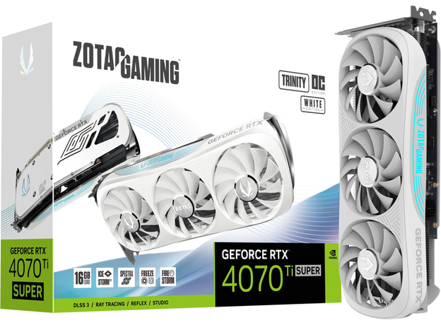 Видеокарта Zotac PCI-Ex GeForce RTX 4070 Ti Super Trinity OC White Edition 16GB GDDR6X (256bit) (2625/21000) (HDMI, 3 x DisplayPort) (ZT-D40730Q-10P) - изображение 8 Видеокарта Zotac PCI-Ex GeForce RTX 4070 Ti Super Trinity OC White Edition 16GB GDDR6X (256bit) (2625/21000) (HDMI, 3 x DisplayPort) (ZT-D40730Q-10P) - изображение 8