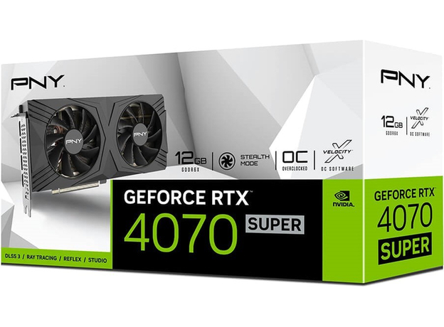 Видеокарта PNY PCI-Ex GeForce RTX 4070 Super VERTO Dual Fan OC 12GB GDDR6X (192bit) (2490/21000) (1 x HDMI, 3 x DisplayPort) (VCG4070S12DFXPB1-O) - изображение 12 Видеокарта PNY PCI-Ex GeForce RTX 4070 Super VERTO Dual Fan OC 12GB GDDR6X (192bit) (2490/21000) (1 x HDMI, 3 x DisplayPort) (VCG4070S12DFXPB1-O) - изображение 12
