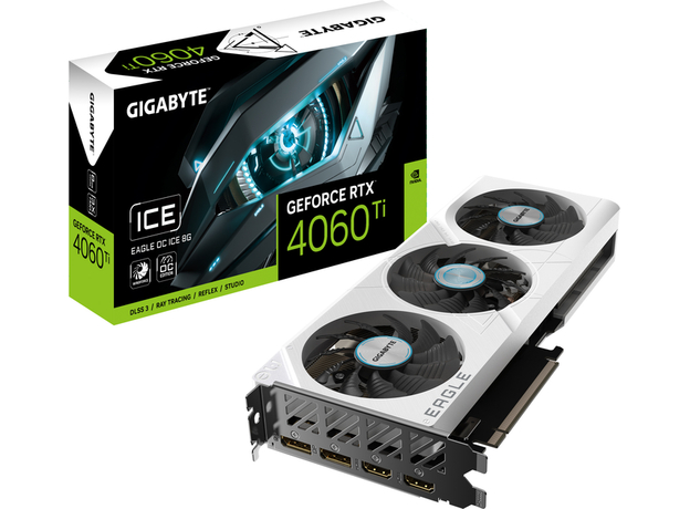 Відеокарта Gigabyte PCI-Ex GeForce RTX 4060 Ti Eagle OC ICE 8GB GDDR6 (128bit) (2550/18000) (2 x HDMI, 2 x DisplayPort) (GV-N406TEAGLEOC ICE-8GD) - зображення 9 Відеокарта Gigabyte PCI-Ex GeForce RTX 4060 Ti Eagle OC ICE 8GB GDDR6 (128bit) (2550/18000) (2 x HDMI, 2 x DisplayPort) (GV-N406TEAGLEOC ICE-8GD) - зображення 9
