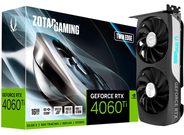 Видеокарта Zotac PCI-Ex GeForce RTX 4060 Ti Twin Edge 16GB GDDR6 (128bit) (2535/18000) (HDMI, 3 x DisplayPort) (ZT-D40620E-10M) - изображение 8 Видеокарта Zotac PCI-Ex GeForce RTX 4060 Ti Twin Edge 16GB GDDR6 (128bit) (2535/18000) (HDMI, 3 x DisplayPort) (ZT-D40620E-10M) - изображение 8