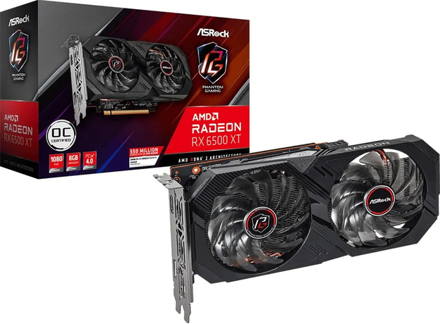 Відеокарта ASRock PCI-Ex RX 6500 XT Phantom Gaming 8GB GDDR6 (64bit) (2825/18000) (HDMI, DisplayPort) (RX6500XT PG 8GO) - зображення 5 Відеокарта ASRock PCI-Ex RX 6500 XT Phantom Gaming 8GB GDDR6 (64bit) (2825/18000) (HDMI, DisplayPort) (RX6500XT PG 8GO) - зображення 5