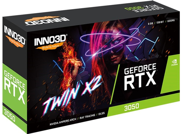 Відеокарта INNO3D PCI-Ex GeForce RTX 3050 Twin X2 6GB GDDR6 (96bit) (1470/14000) (HDMI, DisplayPort, DVI-D) (N30502-06D6-1711VA60) - зображення 3 Відеокарта INNO3D PCI-Ex GeForce RTX 3050 Twin X2 6GB GDDR6 (96bit) (1470/14000) (HDMI, DisplayPort, DVI-D) (N30502-06D6-1711VA60) - зображення 3