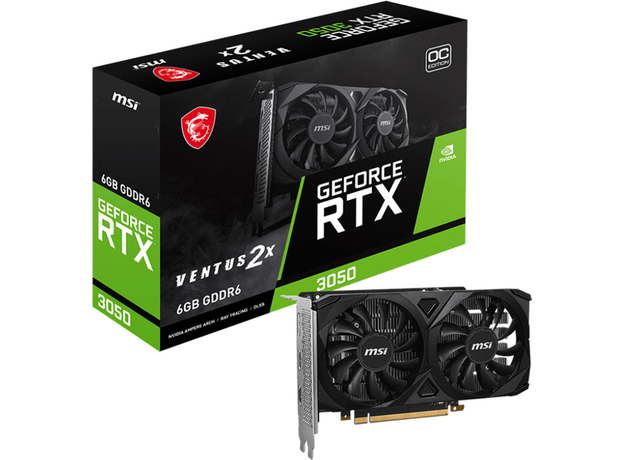 Відеокарта MSI PCI-Ex GeForce RTX 3050 Ventus 2X OC 6GB GDDR6 (96bit) (1492/14000) (HDMI, DisplayPort) (V812-015R) - зображення 5 Відеокарта MSI PCI-Ex GeForce RTX 3050 Ventus 2X OC 6GB GDDR6 (96bit) (1492/14000) (HDMI, DisplayPort) (V812-015R) - зображення 5