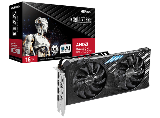 Видеокарта ASRock PCI-Ex Radeon RX 7600 XT Challenger OC 16GB GDDR6 (128bit) (2799/18000) (HDMI, 3 x DisplayPort) (RX7600XT CL 16GO) - изображение 6 Видеокарта ASRock PCI-Ex Radeon RX 7600 XT Challenger OC 16GB GDDR6 (128bit) (2799/18000) (HDMI, 3 x DisplayPort) (RX7600XT CL 16GO) - изображение 6