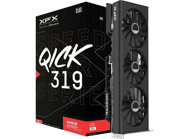 Видеокарта XFX PCI-Ex Radeon RX 7700 XT SPEEDSTER QICK 319 Black Edition 12GB GDDR6 (192bit) (2599/18000) (HDMI, 3 x DisplayPort) (RX-77TQICKB9) - изображение 8 Видеокарта XFX PCI-Ex Radeon RX 7700 XT SPEEDSTER QICK 319 Black Edition 12GB GDDR6 (192bit) (2599/18000) (HDMI, 3 x DisplayPort) (RX-77TQICKB9) - изображение 8