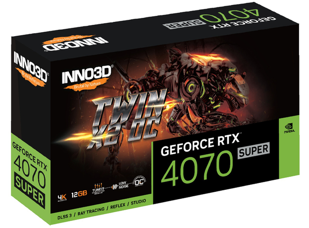 Видеокарта INNO3D PCI-Ex GeForce RTX 4070 Super TWIN X2 OC 12GB GDDR6X (192bit) (2505/21000) (HDMI, 3 x DisplayPort) (N407S2-126XX-186162N) - изображение 7 Видеокарта INNO3D PCI-Ex GeForce RTX 4070 Super TWIN X2 OC 12GB GDDR6X (192bit) (2505/21000) (HDMI, 3 x DisplayPort) (N407S2-126XX-186162N) - изображение 7