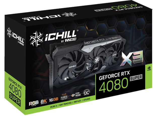 Видеокарта INNO3D PCI-Ex GeForce RTX 4080 Super X3 16GB GDDR6X (256bit) (2610/23000) (HDMI, 3 x DisplayPort) (C408S3-166XX-187049H) - изображение 2 Видеокарта INNO3D PCI-Ex GeForce RTX 4080 Super X3 16GB GDDR6X (256bit) (2610/23000) (HDMI, 3 x DisplayPort) (C408S3-166XX-187049H) - изображение 2