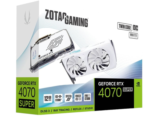 Видеокарта Zotac PCI-Ex GeForce RTX 4070 SUPER TWIN EDGE OC WHITE Edition 12GB GDDR6X (192bit) (2490/21000) (1 x HDMI, 3 x DisplayPort) (ZT-D40720Q-10M) - изображение 7