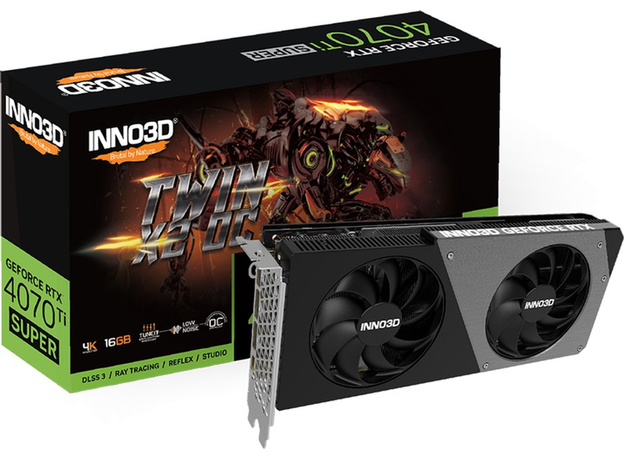 Видеокарта INNO3D PCI-Ex GeForce RTX 4070 Ti Super Twin X2 OC 16GB GDDR6X (256bit) (2340/21000) (HDMI, 3 x DisplayPort) (N407TS2-166XX-186156N) - изображение 2 Видеокарта INNO3D PCI-Ex GeForce RTX 4070 Ti Super Twin X2 OC 16GB GDDR6X (256bit) (2340/21000) (HDMI, 3 x DisplayPort) (N407TS2-166XX-186156N) - изображение 2