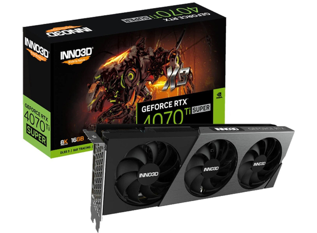 Видеокарта INNO3D PCI-Ex GeForce RTX 4070 Ti Super X3 OC 16GB GDDR6X (256bit) (2640/21000) (HDMI, 3 x DisplayPort) (N407TS3-166XX-186158N) - изображение 5 Видеокарта INNO3D PCI-Ex GeForce RTX 4070 Ti Super X3 OC 16GB GDDR6X (256bit) (2640/21000) (HDMI, 3 x DisplayPort) (N407TS3-166XX-186158N) - изображение 5