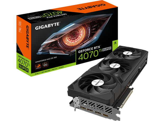 Видеокарта Gigabyte PCI-Ex GeForce RTX 4070 Ti Super Windforce Max OC 16G 16GB GDDR6X (256bit) (2610/21000) (HDMI, 3 x DisplayPort) (GV-N407TSWF3MAX OC-16GD) - изображение 8 Видеокарта Gigabyte PCI-Ex GeForce RTX 4070 Ti Super Windforce Max OC 16G 16GB GDDR6X (256bit) (2610/21000) (HDMI, 3 x DisplayPort) (GV-N407TSWF3MAX OC-16GD) - изображение 8