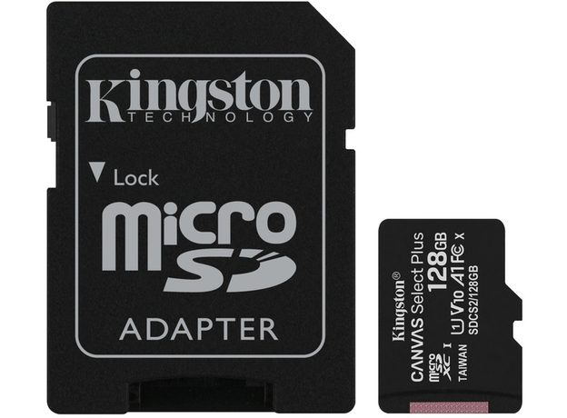 Kingston microSDXC 128GB Canvas Select Plus Class 10 UHS-I U1V10 A1 + SD-adapter (SDCS2/128GB)  Kingston microSDXC 128GB Canvas Select Plus Class 10 UHS-I U1V10 A1 + SD-adapter (SDCS2/128GB)