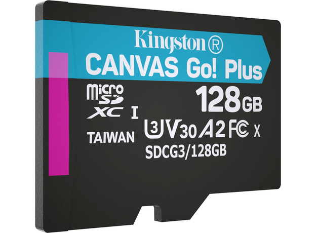 Kingston MicroSDXC 128GB Canvas Go! Plus Class 10 UHS-I U3V30 A2 + SD-adapter (SDCG3/128GB) - изображение 3 Kingston MicroSDXC 128GB Canvas Go! Plus Class 10 UHS-I U3V30 A2 + SD-adapter (SDCG3/128GB) - изображение 3