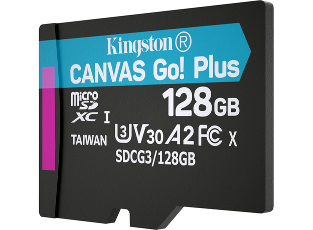 Kingston MicroSDXC 128GB Canvas Go! Plus Class 10 UHS-I U3V30 A2 + SD-adapter (SDCG3/128GB) - изображение 4 Kingston MicroSDXC 128GB Canvas Go! Plus Class 10 UHS-I U3V30 A2 + SD-adapter (SDCG3/128GB) - изображение 4