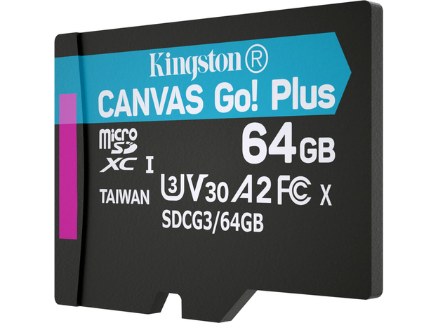 Kingston MicroSDXC 64GB Canvas Go! Plus Class 10 UHS-I U3V30 A2 (SDCG3/64GBSP) - зображення 3 Kingston MicroSDXC 64GB Canvas Go! Plus Class 10 UHS-I U3V30 A2 (SDCG3/64GBSP) - зображення 3