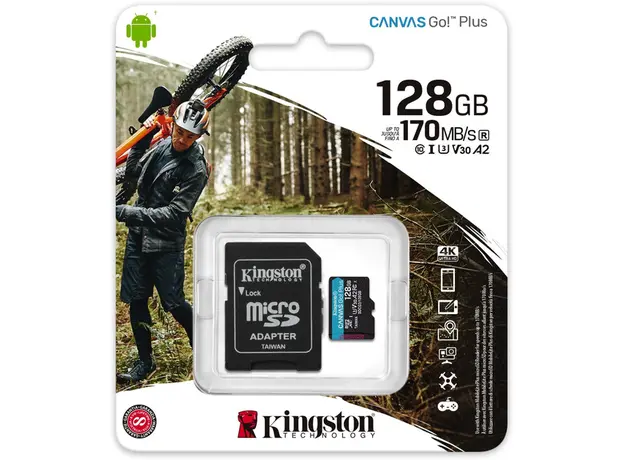 Kingston MicroSDXC 128GB Canvas Go! Plus Class 10 UHS-I U3V30 A2 + SD-adapter (SDCG3/128GB) - изображение 7