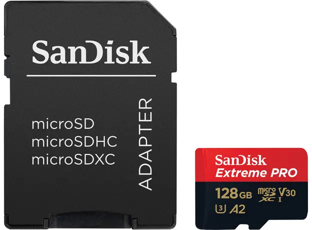 SanDisk Extreme Pro microSDXC 128GB UHS-I U3 + SD-adapter (SDSQXCD-128G-GN6MA) 