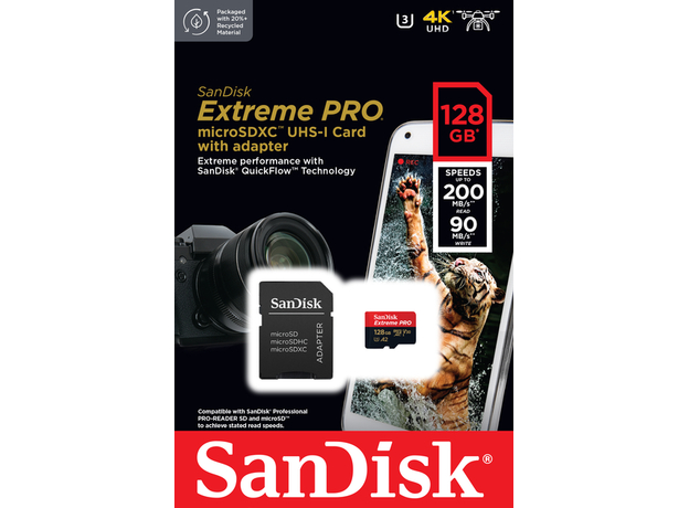 SanDisk Extreme Pro microSDXC 128GB UHS-I U3 + SD-adapter (SDSQXCD-128G-GN6MA) - изображение 2