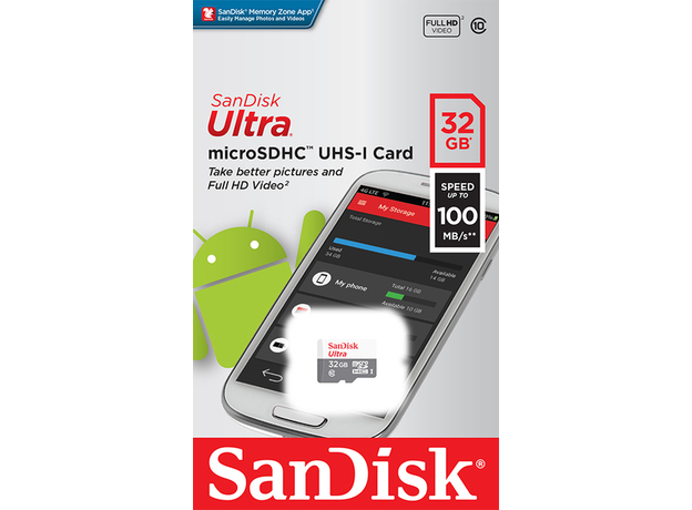 SanDisk microSDHC Ultra 32GB Class 10 UHS-I (SDSQUNR-032G-GN3MN) - изображение 2 SanDisk microSDHC Ultra 32GB Class 10 UHS-I (SDSQUNR-032G-GN3MN) - изображение 2