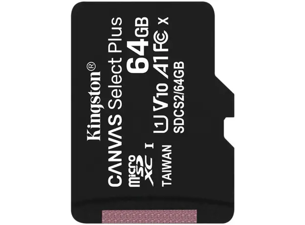 Kingston microSDXC 64GB Canvas Select Plus Class 10 UHS-I U1V10 A1 (SDCS2/64GBSP) 