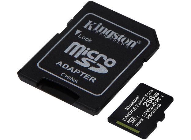 Kingston microSDXC 256GB Canvas Select Plus Class 10 UHS-I U3V30 A1 + SD-adapter (SDCS2/256GB) - зображення 2 Kingston microSDXC 256GB Canvas Select Plus Class 10 UHS-I U3V30 A1 + SD-adapter (SDCS2/256GB) - зображення 2