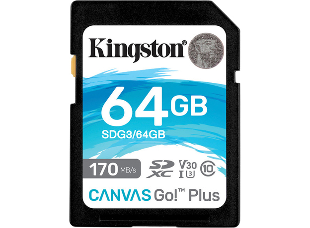 Kingston SDXC 64GB Canvas Go! Plus Class 10 UHS-I U3V30 (SDG3/64GB)  Kingston SDXC 64GB Canvas Go! Plus Class 10 UHS-I U3V30 (SDG3/64GB)