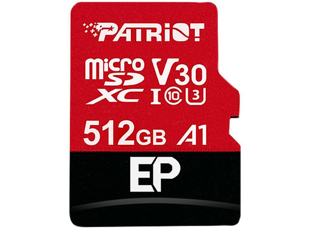 Patriot EP Pro microSDXC 512GB UHS-I A1 U3V30 + adapter (PEF512GEP31MCX)  Patriot EP Pro microSDXC 512GB UHS-I A1 U3V30 + adapter (PEF512GEP31MCX)
