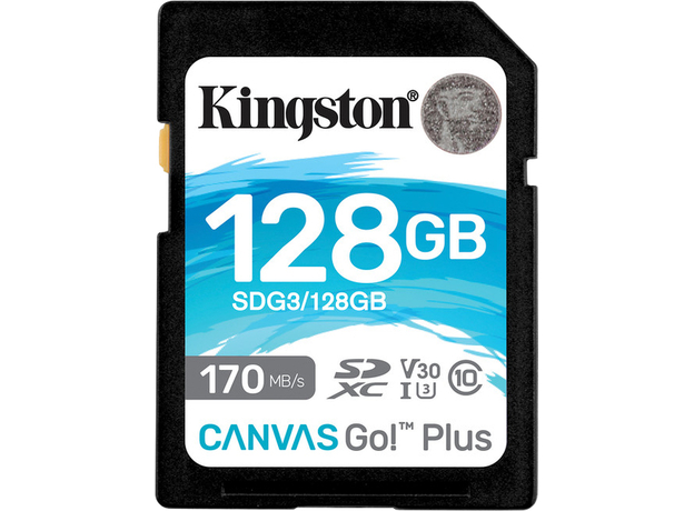 Kingston SDXC 128GB Canvas Go! Plus Class 10 UHS-I U3V30 (SDG3/128GB)  Kingston SDXC 128GB Canvas Go! Plus Class 10 UHS-I U3V30 (SDG3/128GB)